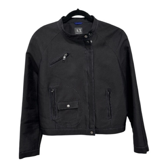AX Armani Exchange Women’s size M Moto Biker Jacket Black - Picture 3 of 11